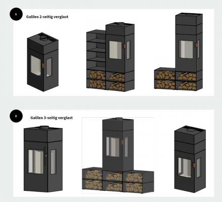 Preview: Kaminofen Galileo Stahl Optionen von Cera Design