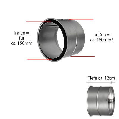 Preview: Rauchrohr Ø150 mm Doppelwandfutter