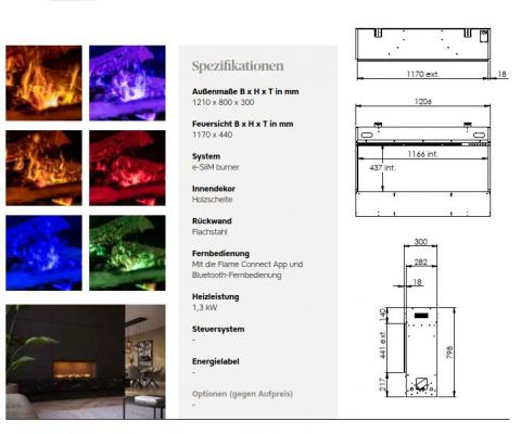 Elektrokamin Faber e-SliM 1200/450 I