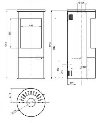 Preview: H&M Kaminofen EVO 2.1 schwarz mit Naturstein