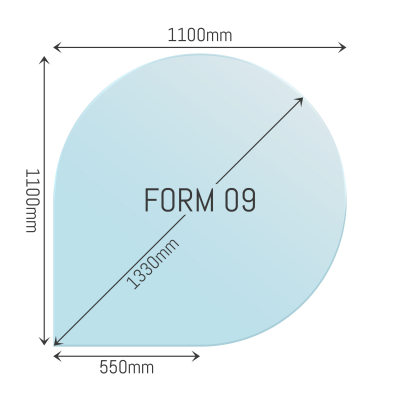 Preview: Glass base plate eardrop shape small