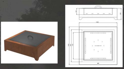 Preview: infire fire pit Corten Square 1000