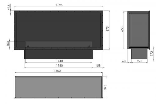 Preview: Ethanol built-in fireplace Infire Inside 1500 Etronic