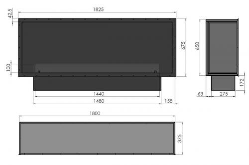 Preview: Ethanol built-in fireplace Infire Inside 1800 Etronic