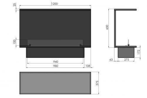 Preview: Ethanol built-in fireplace Infire Inside C1200 Etronic