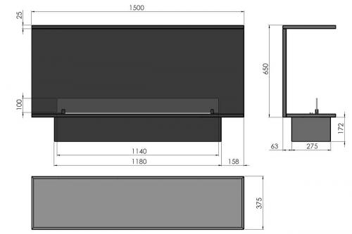 Preview: Ethanol built-in fireplace Infire Inside C1500 Etronic