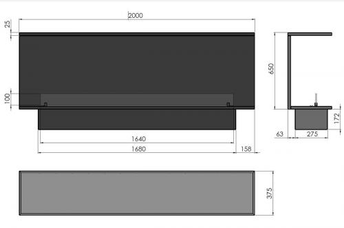 Preview: Ethanol built-in fireplace Infire Inside C2000 Etronic