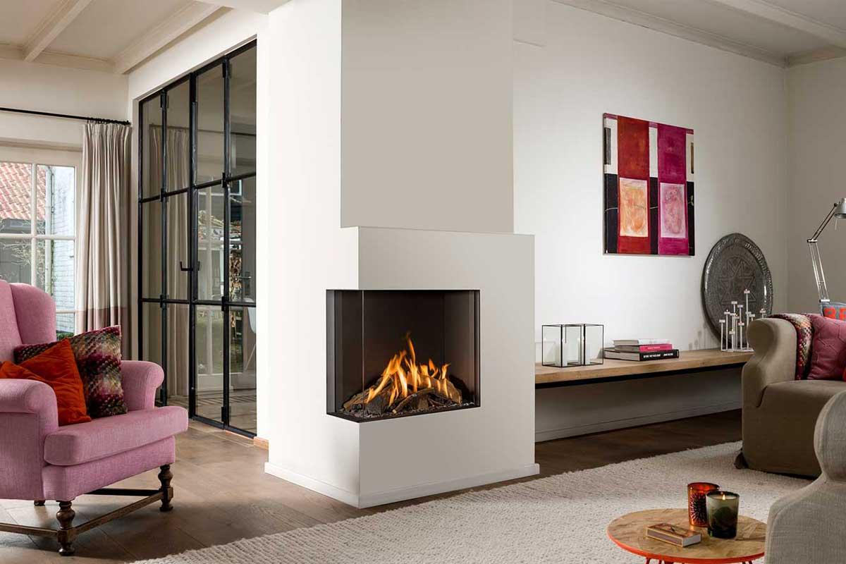 Gas fireplace from Brunner Eck-Kamin Gas 60/66/32
