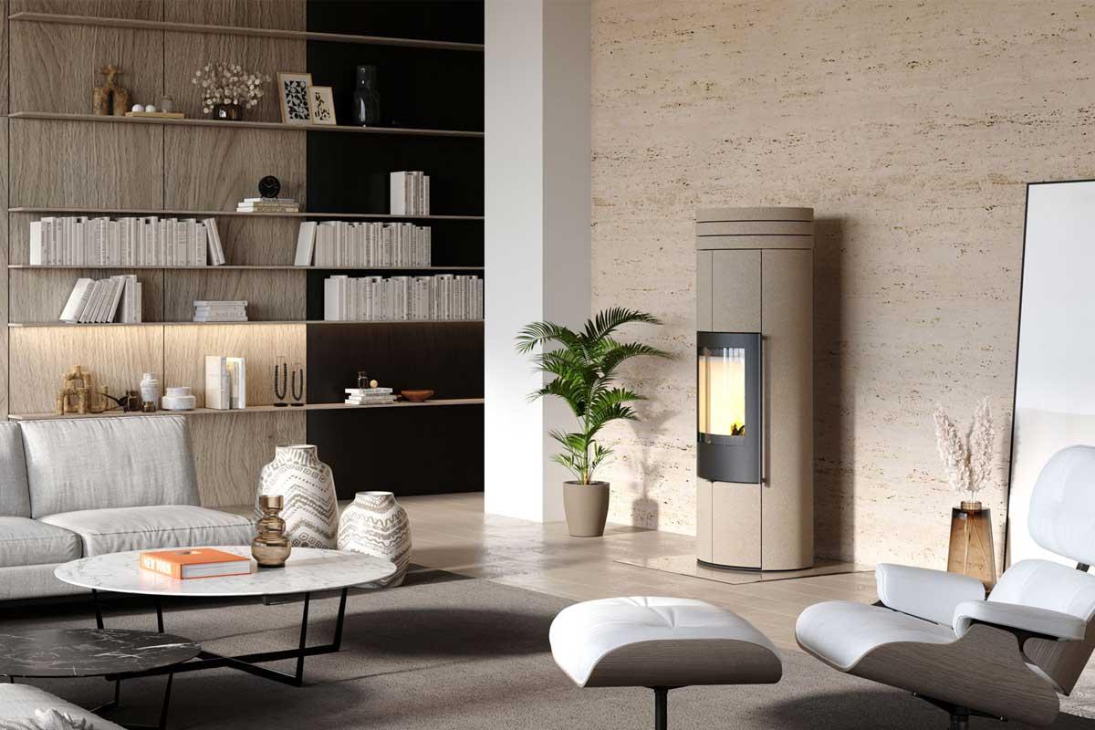 Kaminofen Vaio IQ 33 XL von cb-tec Beige Matera