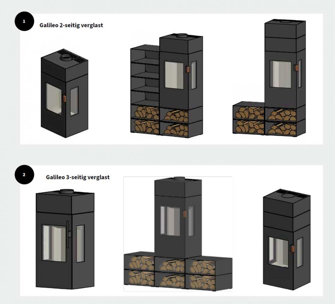 Kaminofen Galileo Stahl Optionen von Cera Design