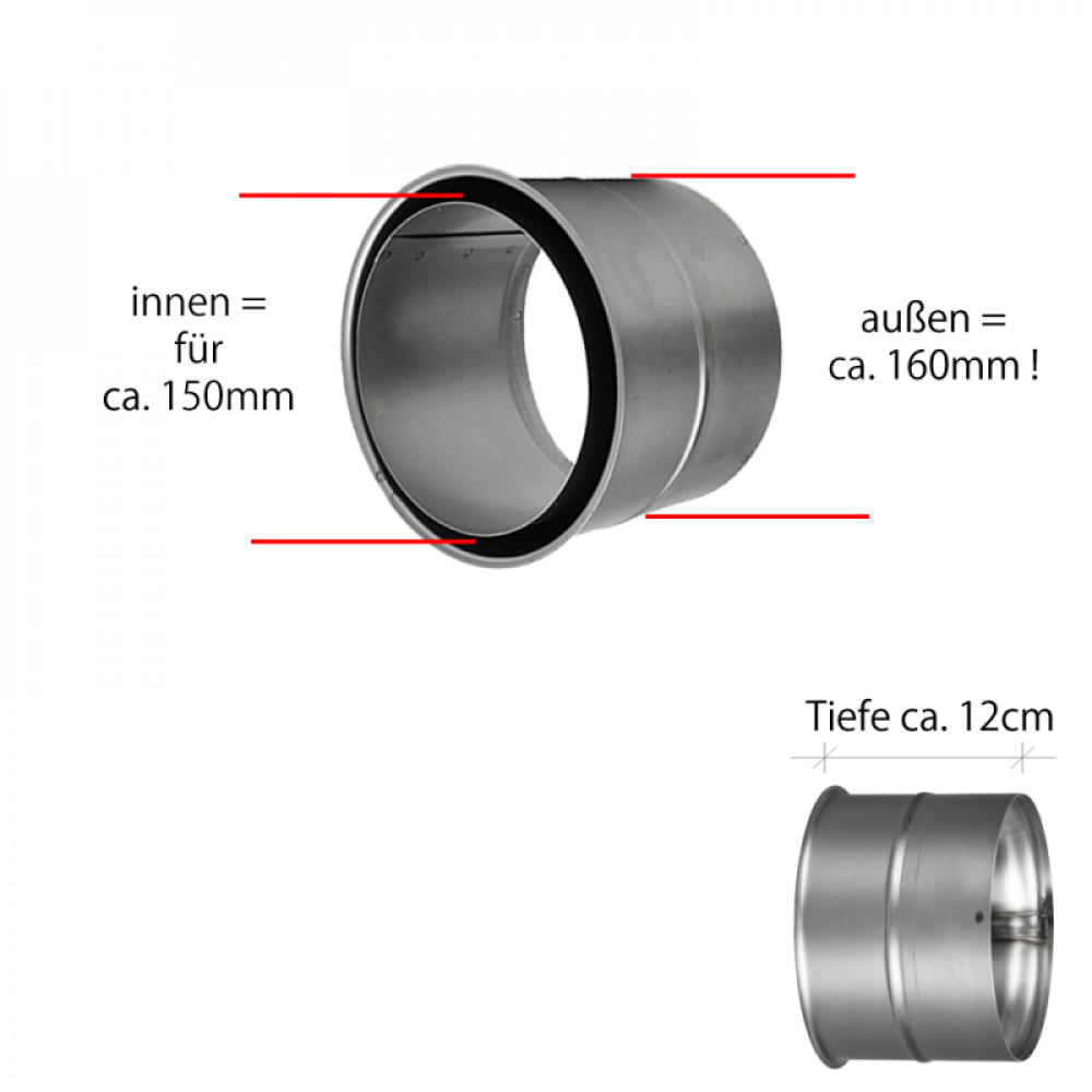 Rauchrohr Ø150 mm Doppelwandfutter