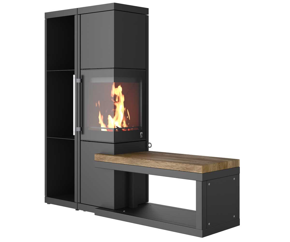 stove Drooff Livera 2L with bench and wood shelf