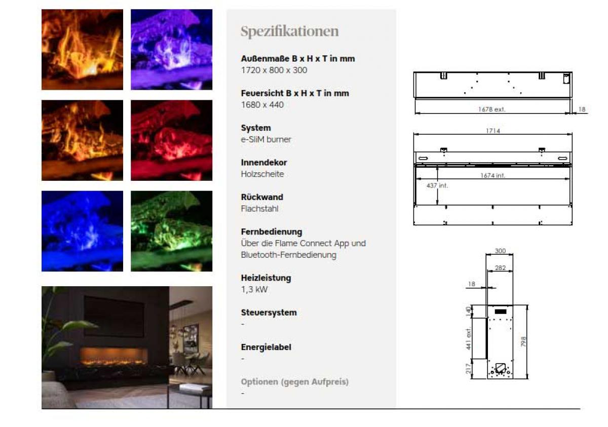 Elektrokamin Faber e-SliM 1700/450 I