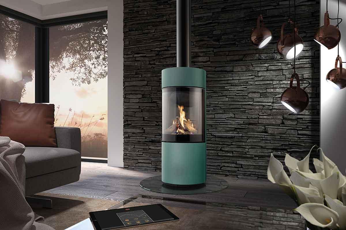 Gaskaminofen Passo G türkis von DRU/Spartherm