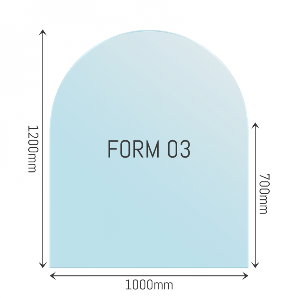 Glasbodenplatte mit Halbkreis 100x120cm