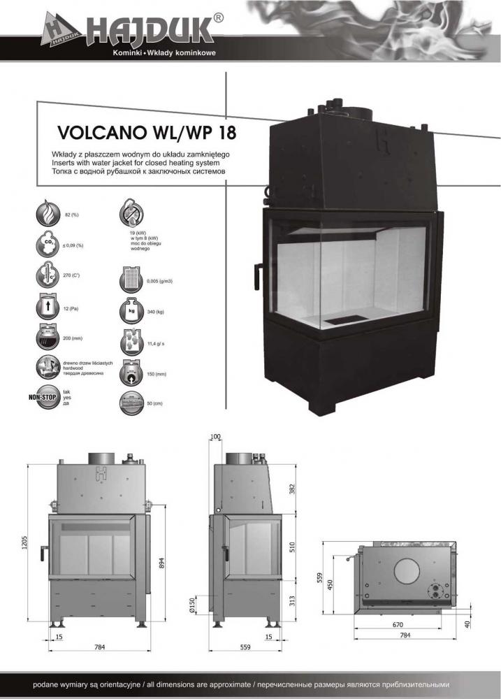 Hajduk Fireplace Volcano WL 18 / WP 18