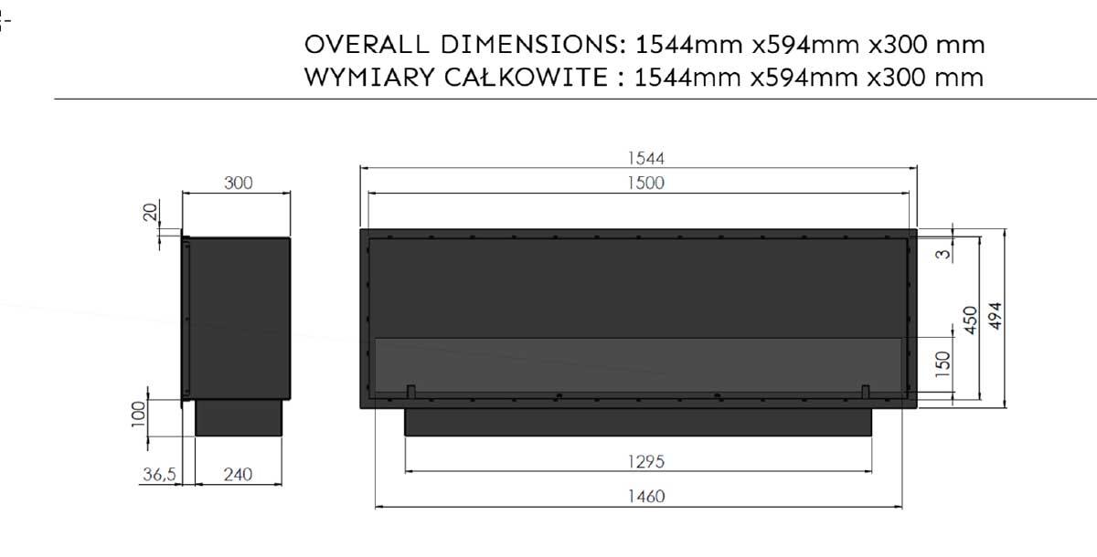 Bioethanol-Einbaukamin Inside Black Slim 1500 von Infire
