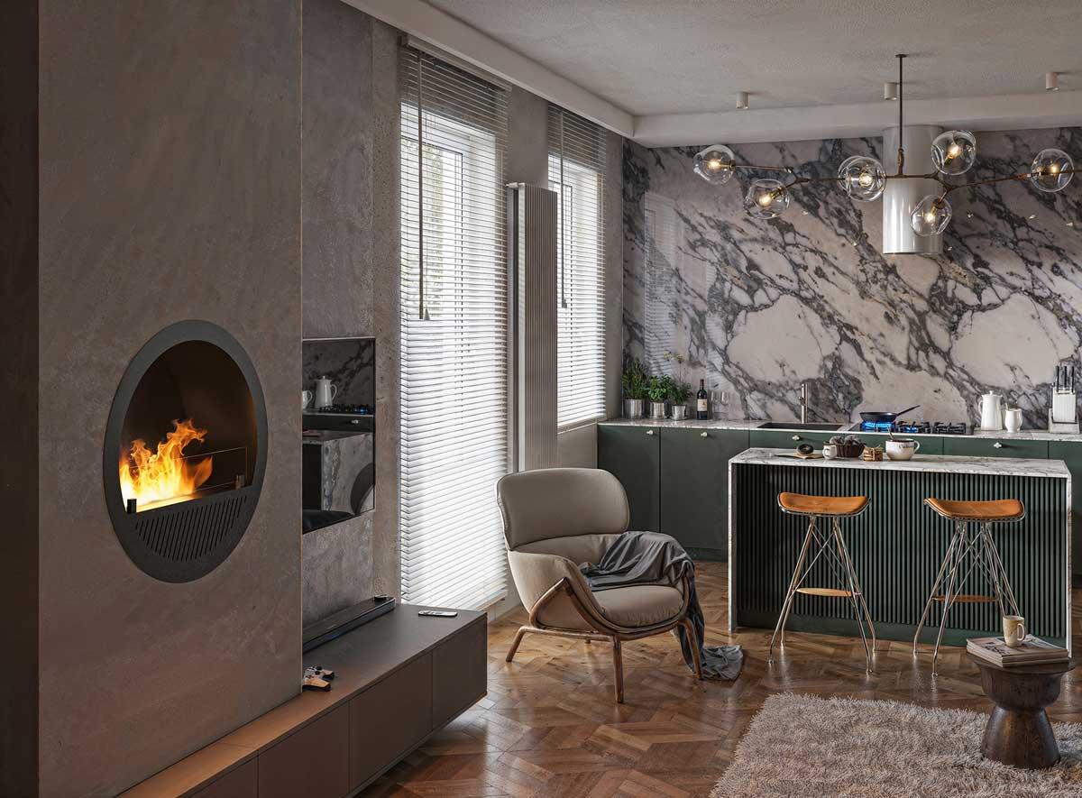 bioethanol fireplace Incyrcle Slim Inside