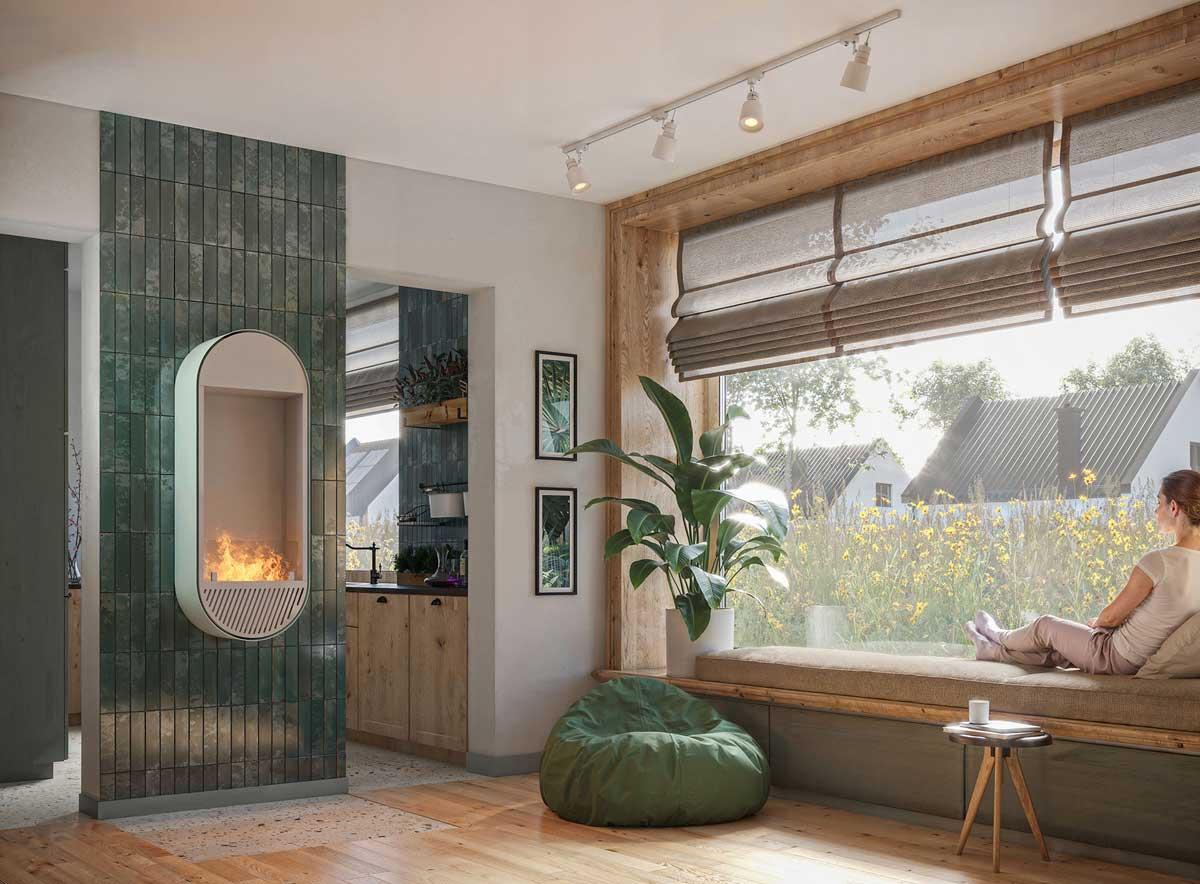 bioethanol fireplace Incyrcle Slim Vert