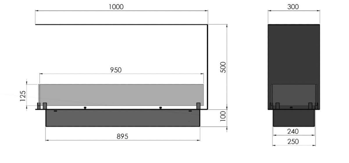 Bioethanol-Einbaukamin U-1000 Slim
