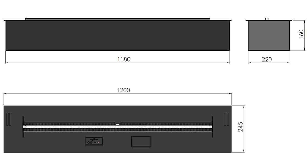 Ethanol built-in burner Infire Burner 1200 Basic Etronic