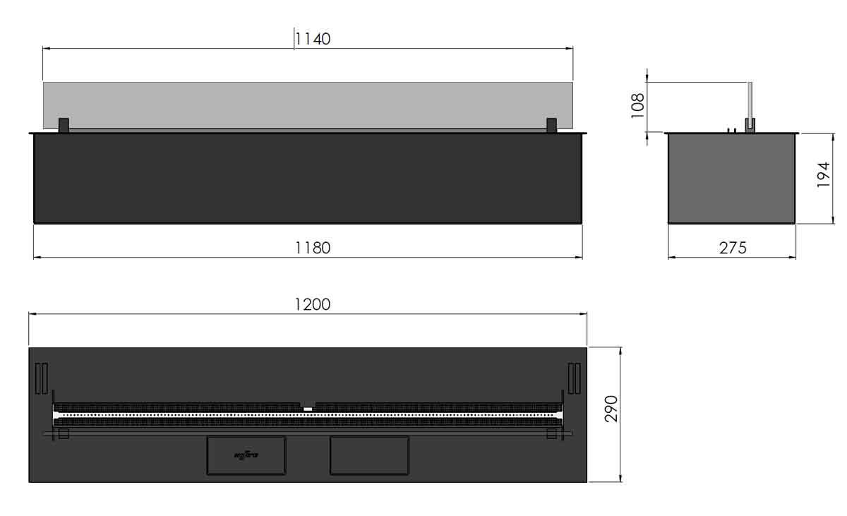 Automatik Bioethanol-Einbaubrenner Burner 1200 Etronic von Infire