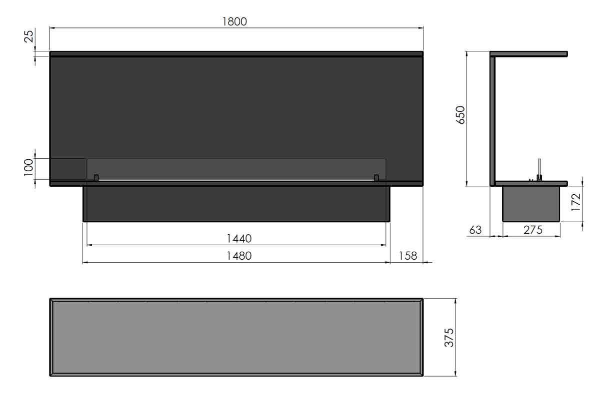 Ethanol built-in fireplace Infire Inside C1800 Etronic