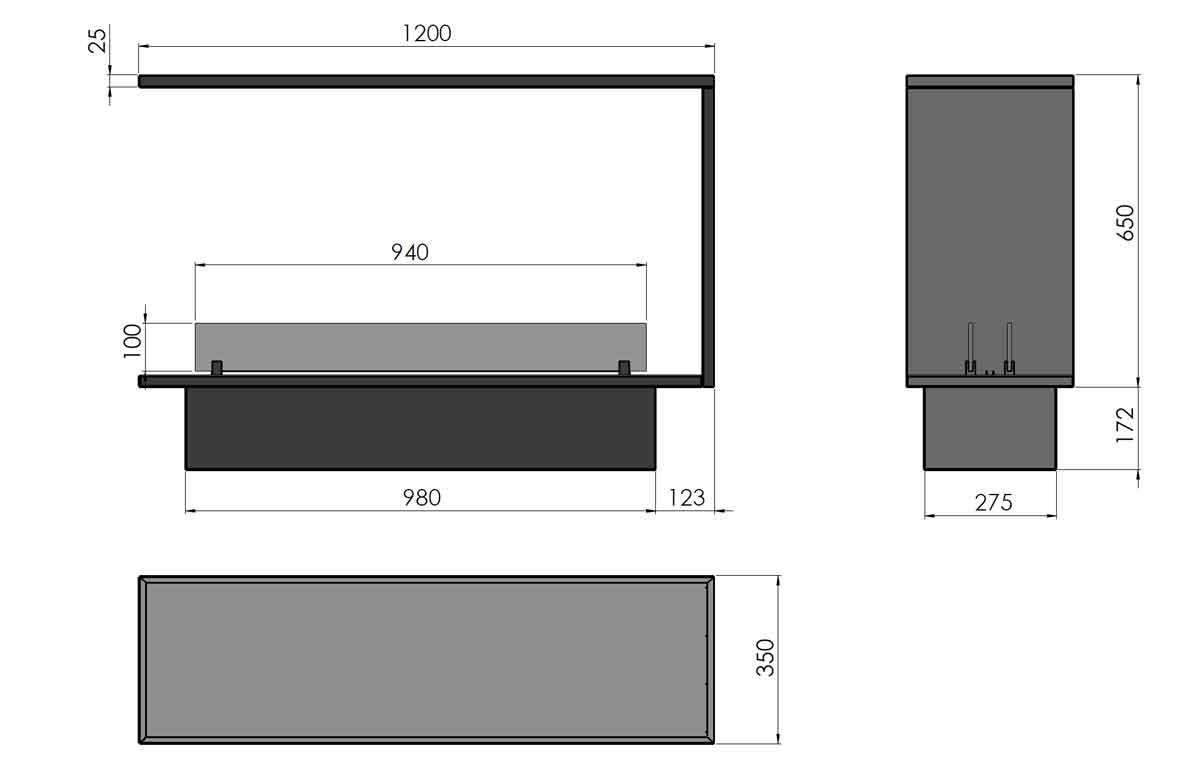 Ethanol built-in fireplace Infire Inside U1200 Etronic