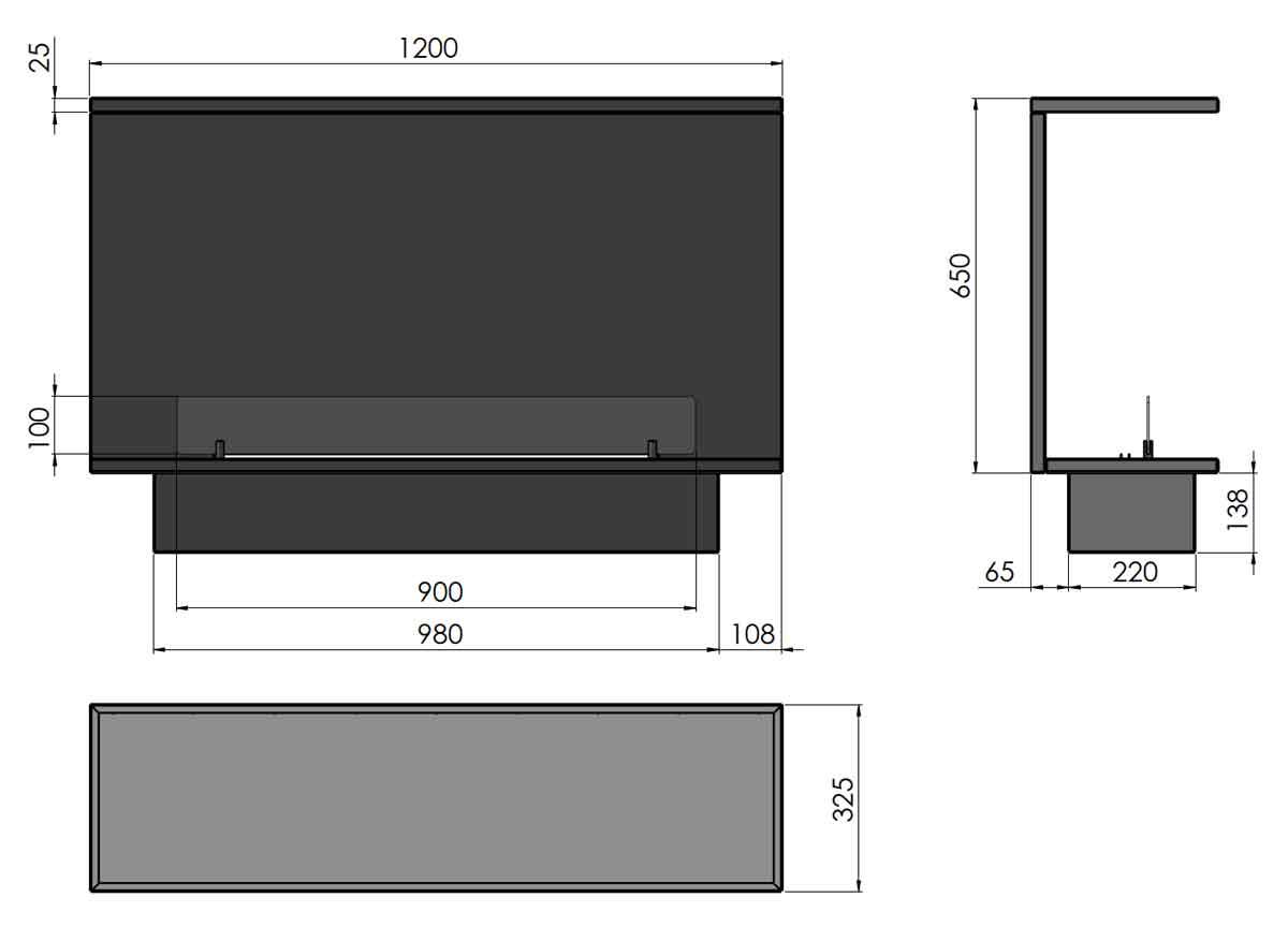 Ethanol built-in fireplace Infire C1200 Basic Etronic