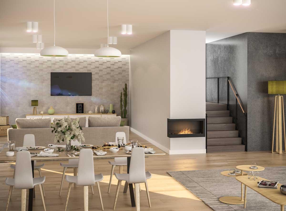 Bioethanol-Wandkamin Corner 900L von Simplefire