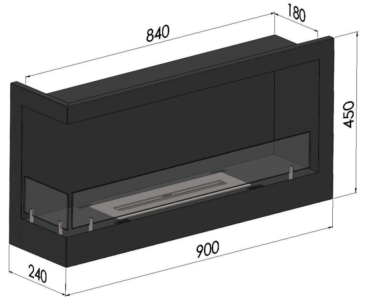 Bioethanol-Wandkamin Corner 900L von Simplefire