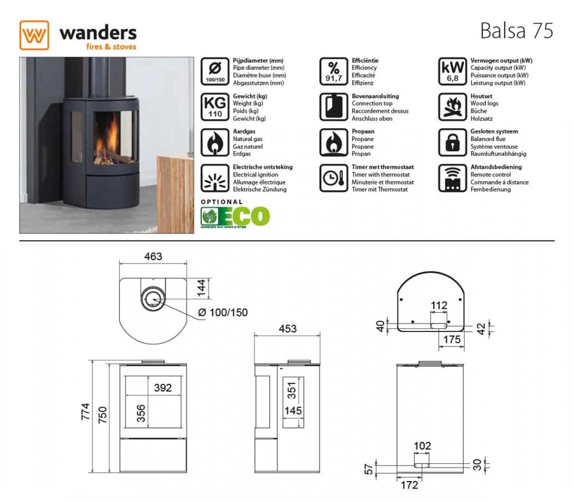 Wanders gas stove Balsa 75