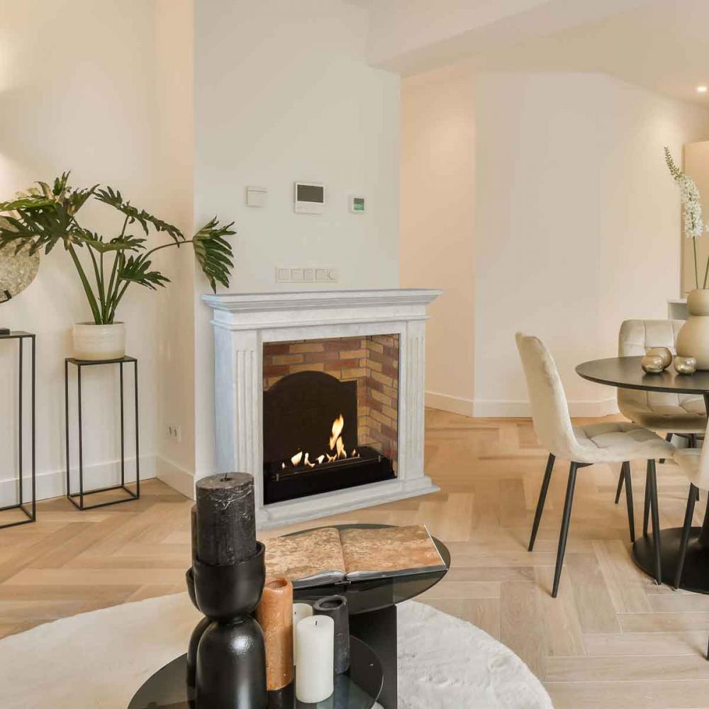Ethanol fireplace Xaralyn Cadiz Stone White with medaillon