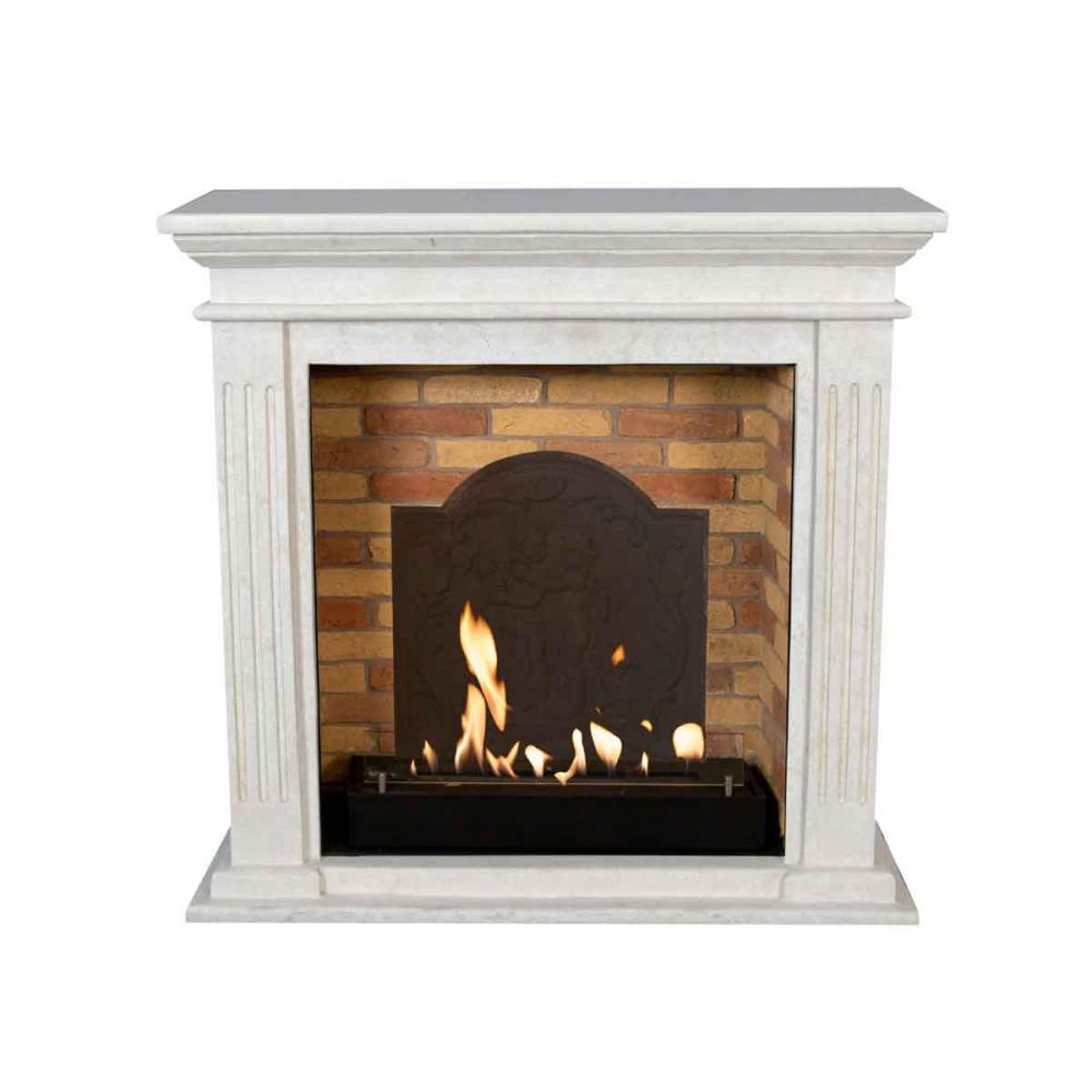 Ethanol fireplace Xaralyn Cadiz Stone White with medaillon
