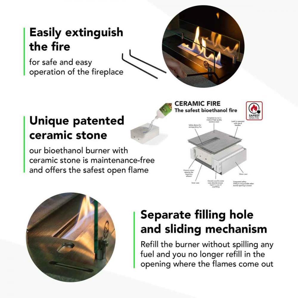 Xaralyn built-in ethanol burner XL with lip