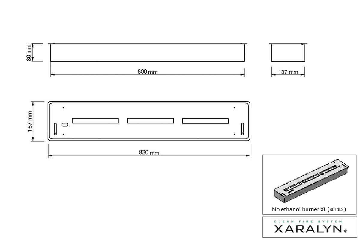 Xaralyn built-in ethanol burner XL with lip