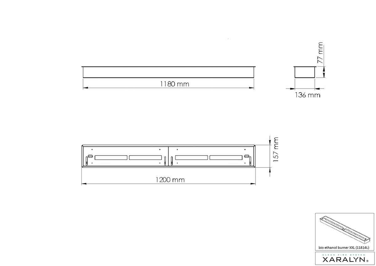 Xaralyn built-in ethanol burner XXL with lip