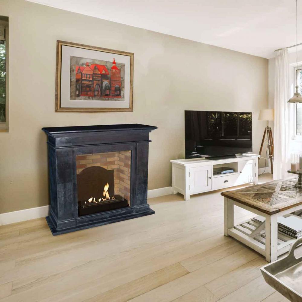 Ethanol fireplace Xaralyn Kos Stone Anthracite with Medaillon
