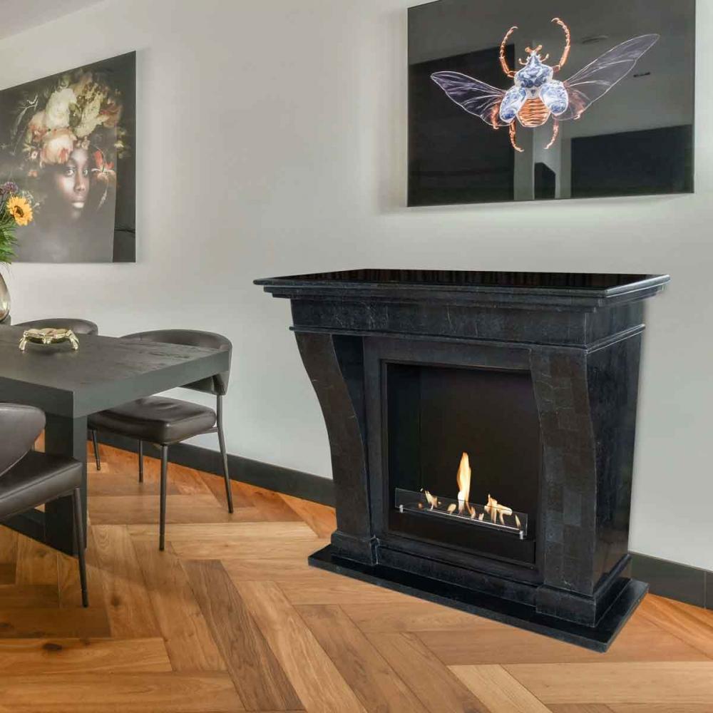 Ethanol fireplace Xaralyn Kreta Stone anthracite polished