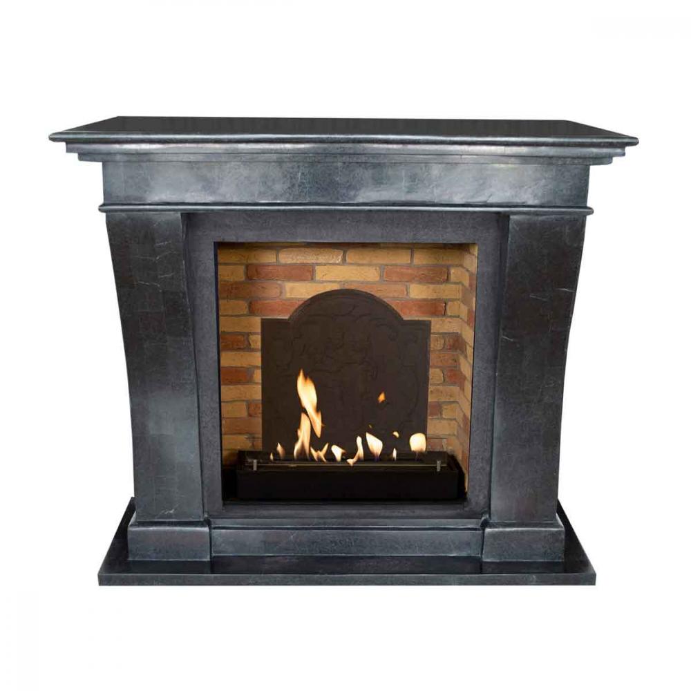 Xaralyn Bioethanolkamin Kreta Stein Anthrazit poliert mit Steindekor & Medaillon