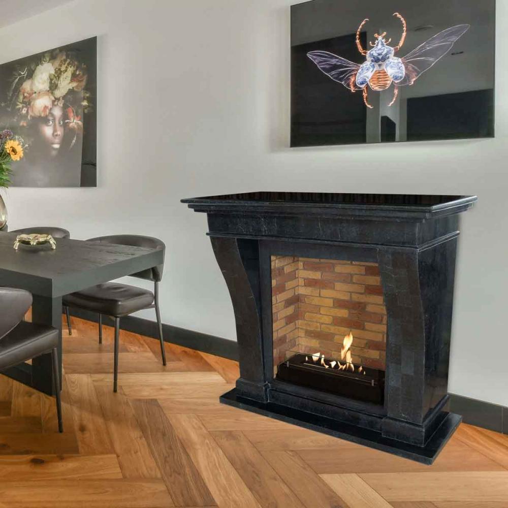 Ethanol fireplace Xaralyn Kreta Stone anthracite polished