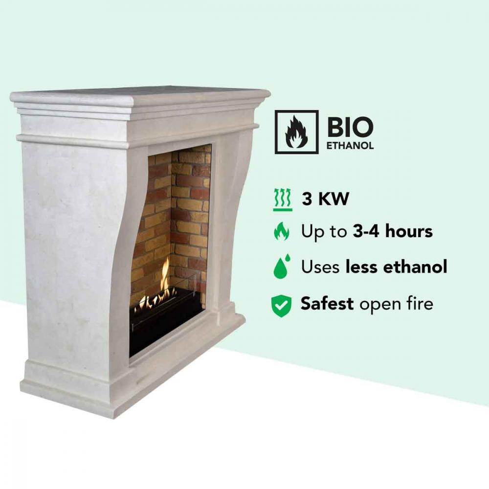 Xaralyn Bioethanolkamin Kreta Mini Steindekor weiß