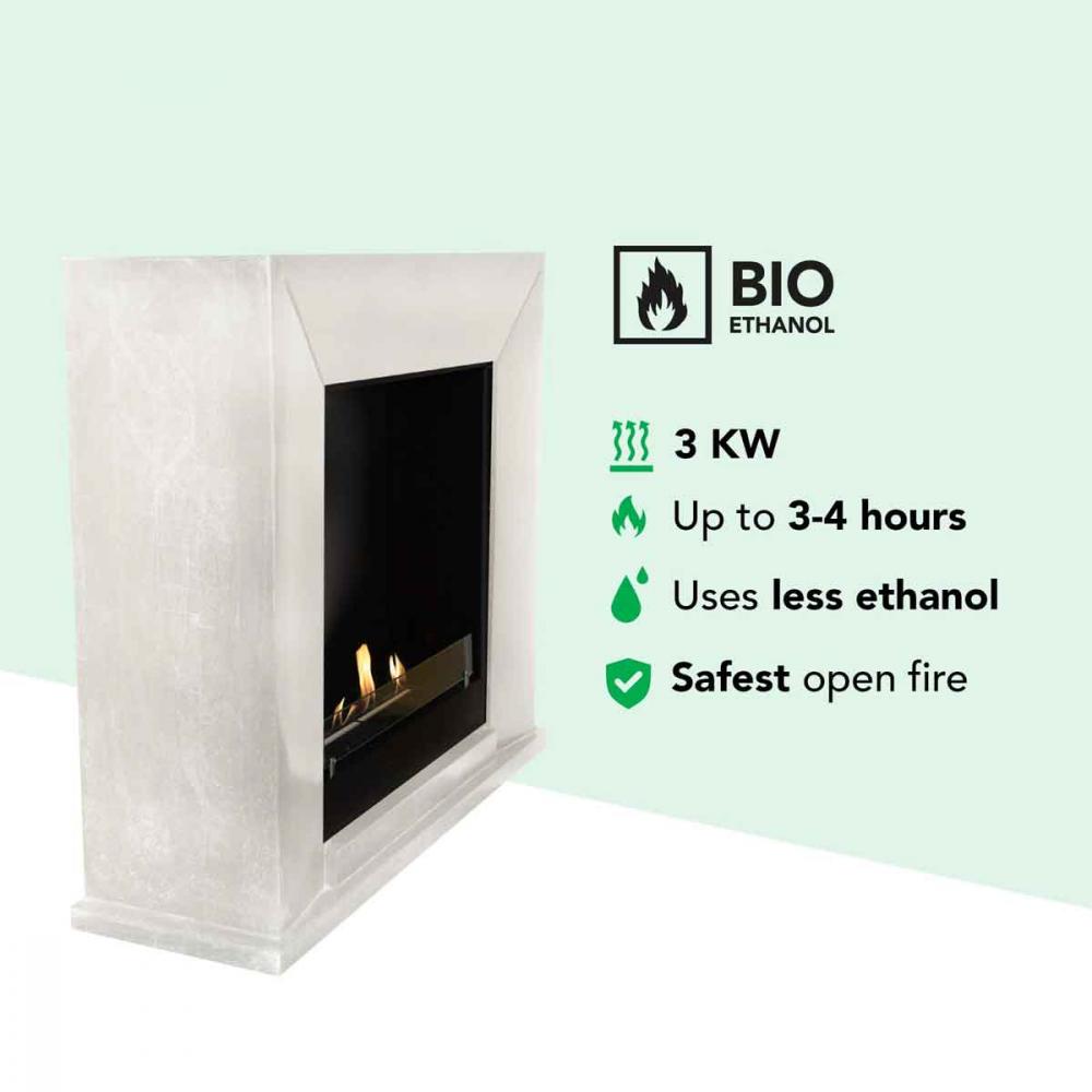 Ethanol fireplace Xaralyn Nero Stone White