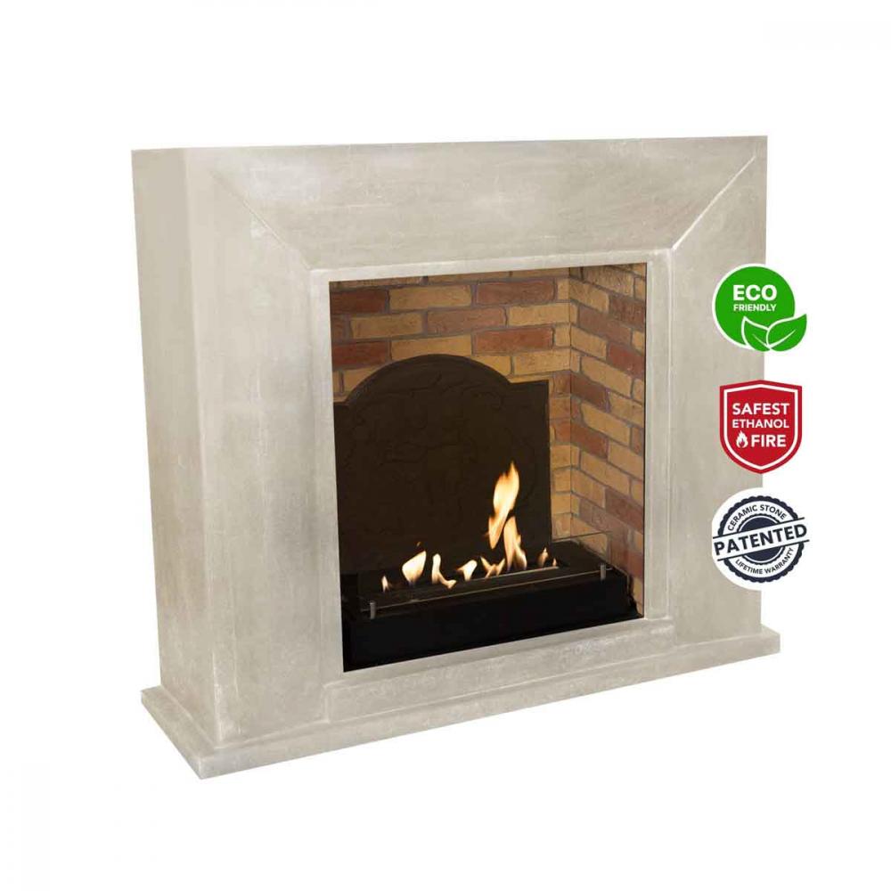 Ethanol fireplace Xaralyn Nero Stone white medaillon